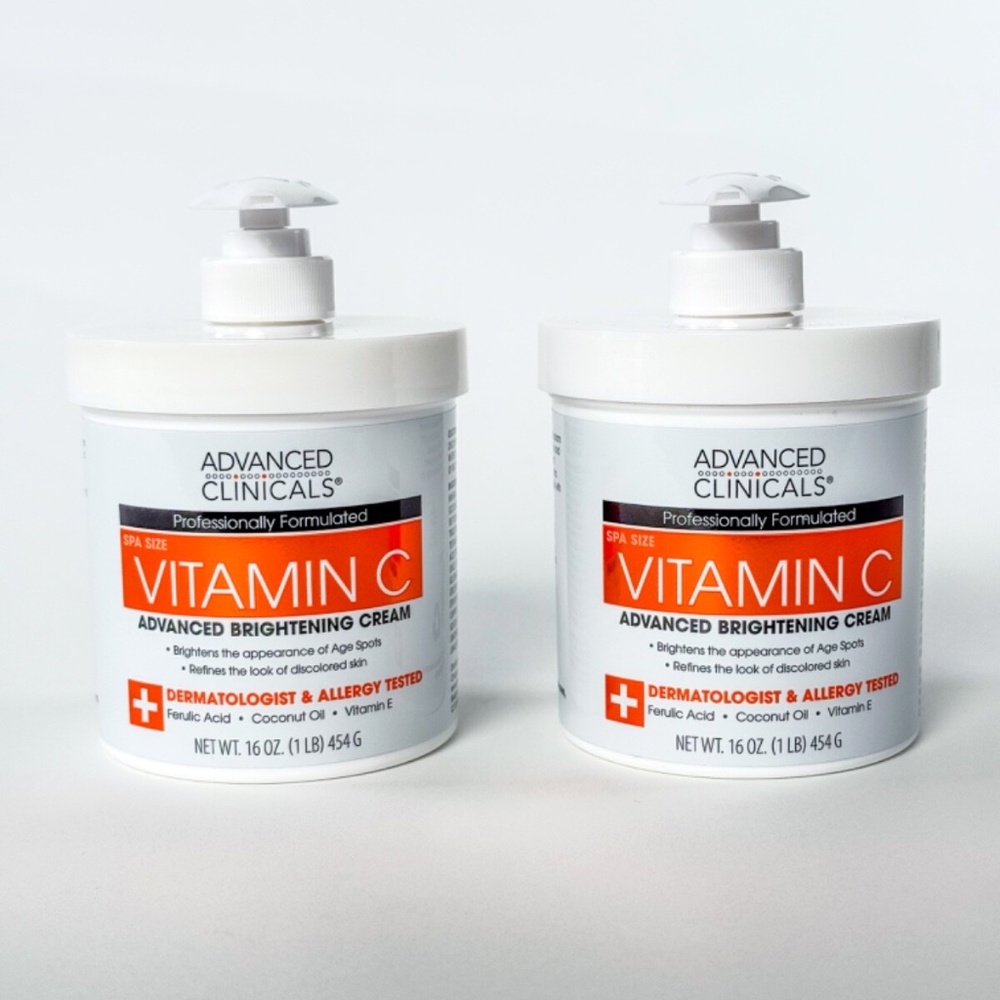 NEW (2) Advanced Clinicals Vitamin C Advanced Brightening Cream – Spa Size 16oz